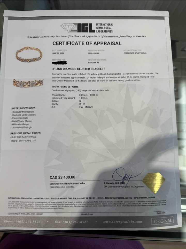 1.00CTW Natural Diamonds X Design Bracelet