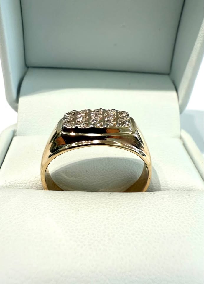 10k Gold & Natural Diamonds 0.30CTW Signet Ring
