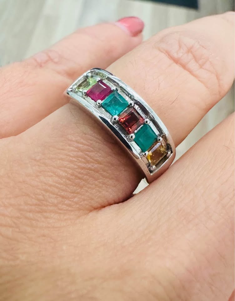 14Karat 6 Natural Gemstones Ring 1.00CTW