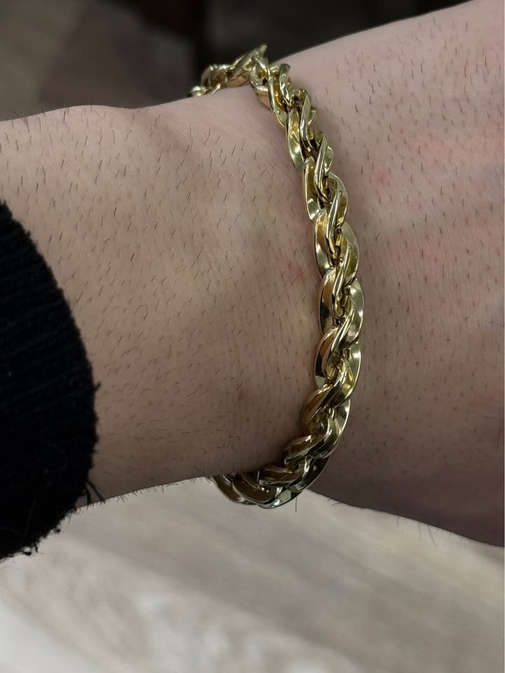 14Karat Italian Twisted Bracelet ,8mm wide, 7.5”