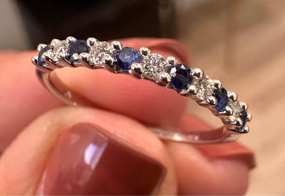 14Karat Natural Sapphires and Diamonds Band