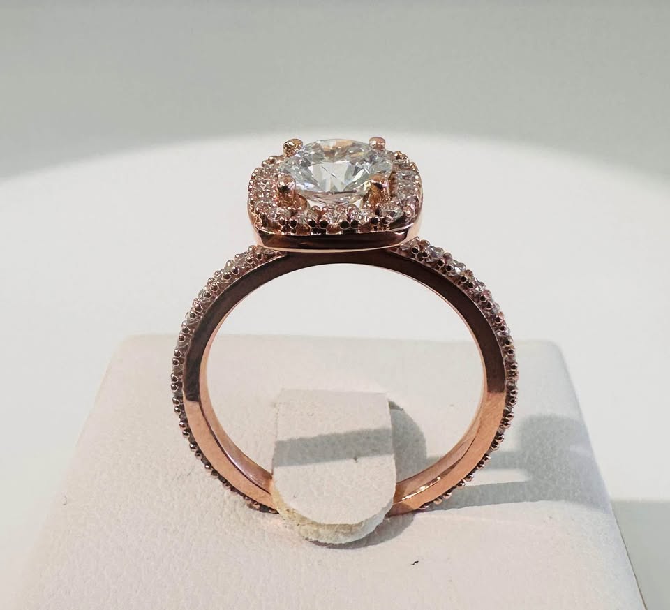 14Karat Rose Gold Halo Style Engagement Ring 1.50CTW