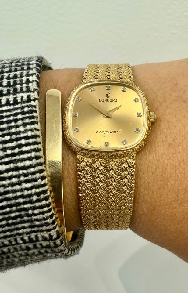 14Karat Solid Gold Lady’s Concord Watch , With Natural Diamonds