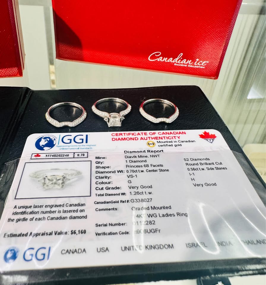 14K White Gold 3PCS Canadian Ice Natural Diamonds Wedding Set 1.76CTW