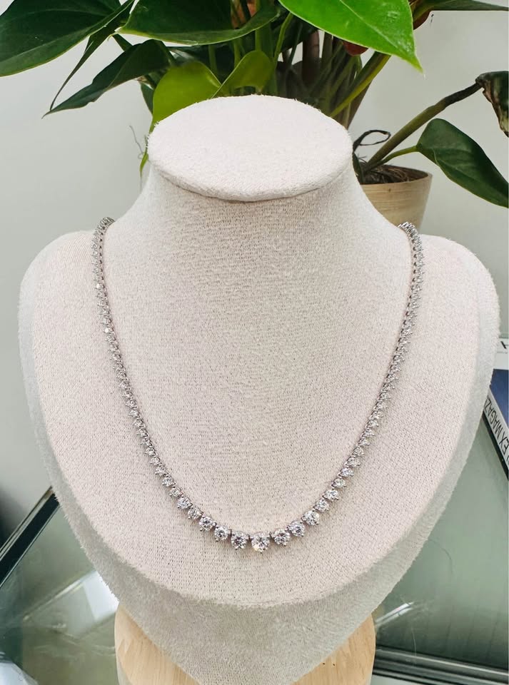 Save $7000 Beautiful 14k Solid Gold 9.00CTW Graduated Tennis Necklace F-VVS1 Buy Now Pay Later