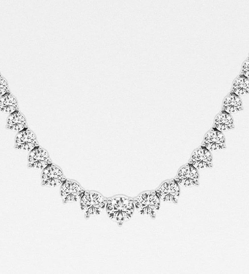 Save $7000 Beautiful 14k Solid Gold 9.00CTW Graduated Tennis Necklace F-VVS1 Buy Now Pay Later