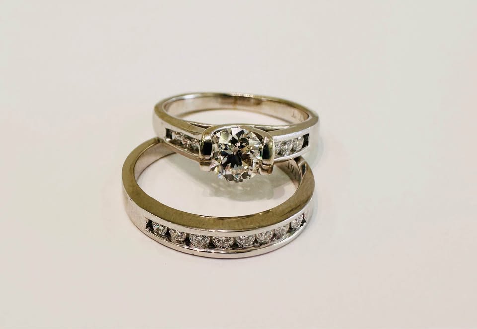 Save$$$ Beautiful 14k Wedding Set Natural Diamonds Channel set 1.19CTW