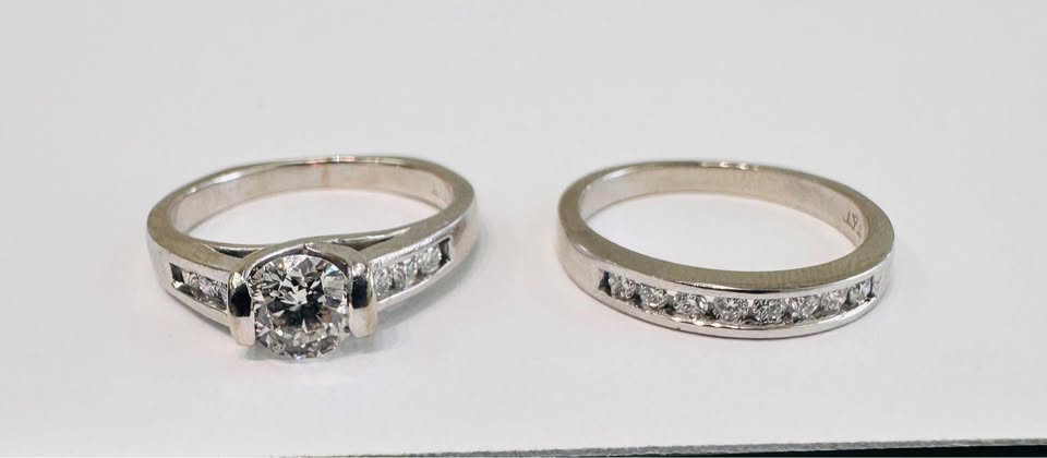 Save$$$ Beautiful 14k Wedding Set Natural Diamonds Channel set 1.19CTW