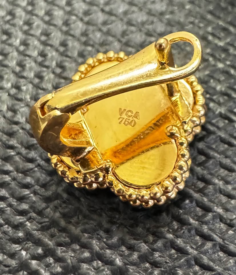 18Karat Dubai Gold VCA Style Clip Earrings