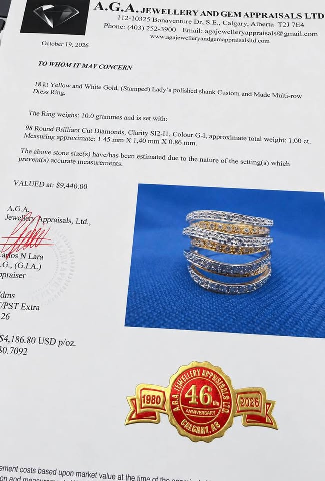 18 Karat Layered Natural Diamond Ring 1.00CTW
