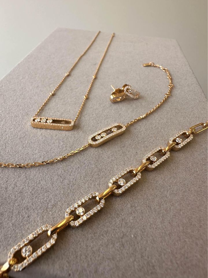 18 Karat Solid Gold and Diamonds Messika Inspired Jewellery