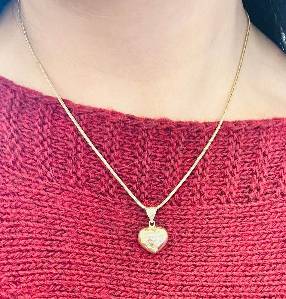 18Karat Yellow Gold Heart Pendant With 18k 18” Snake Chain