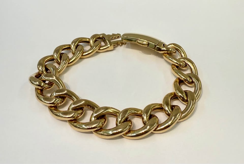 18karat 15mm wide Men’s Cuban ID Bracelet