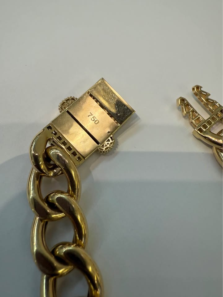 18karat 15mm wide Men’s Cuban ID Bracelet