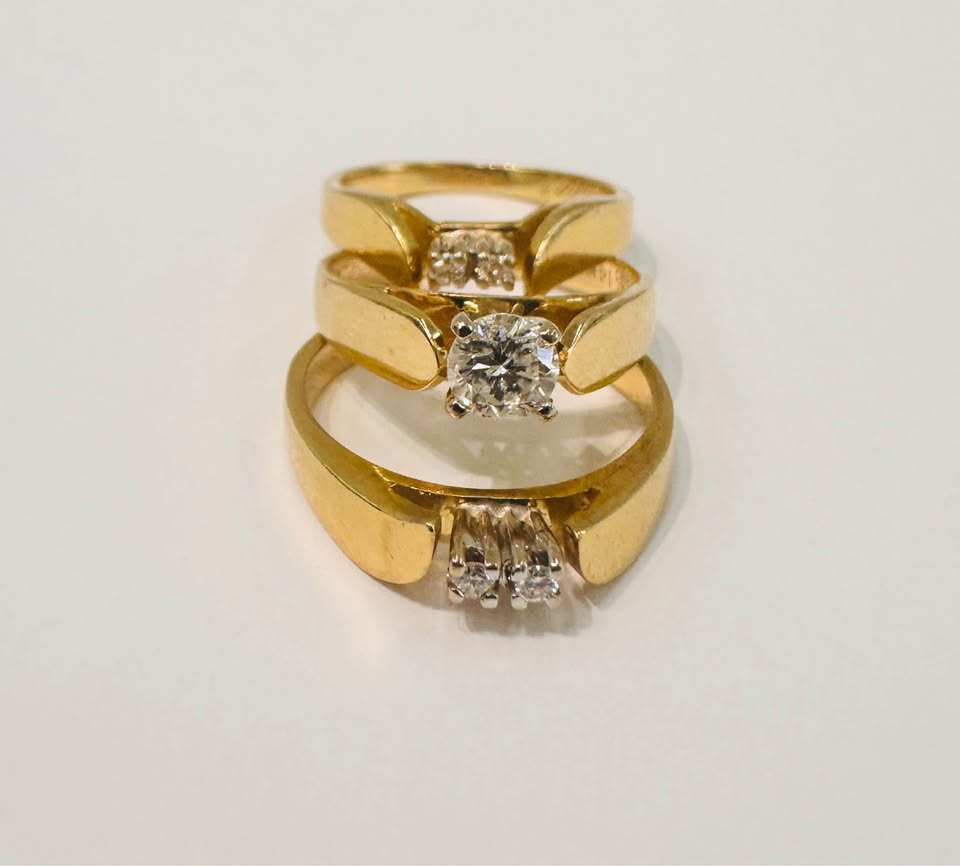18karat Natural Diamonds 3pcs Wedding Set 0.50CTW VS2-G
