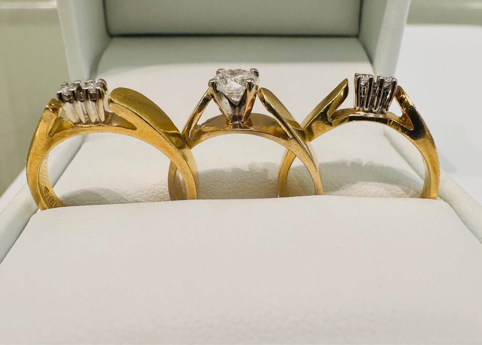 18karat Natural Diamonds 3pcs Wedding Set 0.50CTW VS2-G