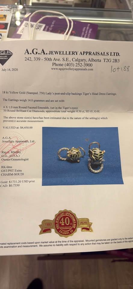 Unique 18karat Tigger Head Set With Natural Diamonds & Emeralds