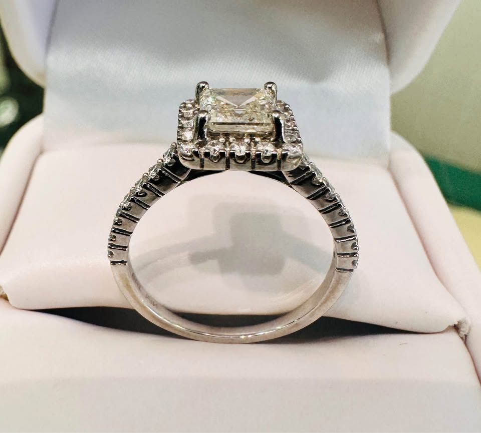 19karat White Gold Halo Asscher 1.65CTW Engagement Ring