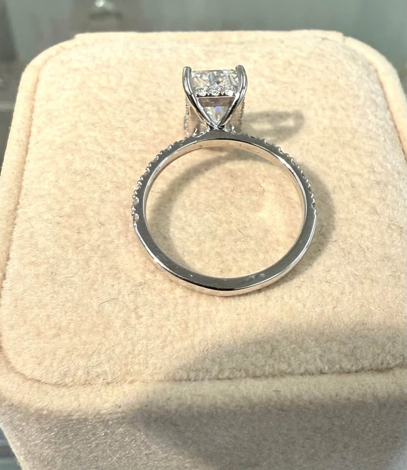 Beautiful 2.03 Carat Radiant Cut Hidden Halo 14karat White Gold Engagement Ring