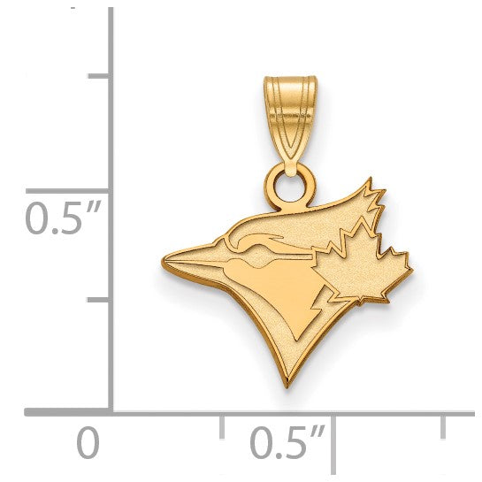 Sterling Silver Gold-plated MLB Toronto Blue Jays Bird and Leaf Small Pendant