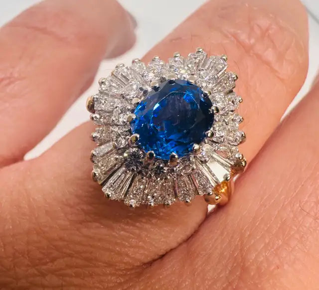 Ballerina Ceylon Sapphire Ring 2.00carat sapphire+2.00ctw Diamonds