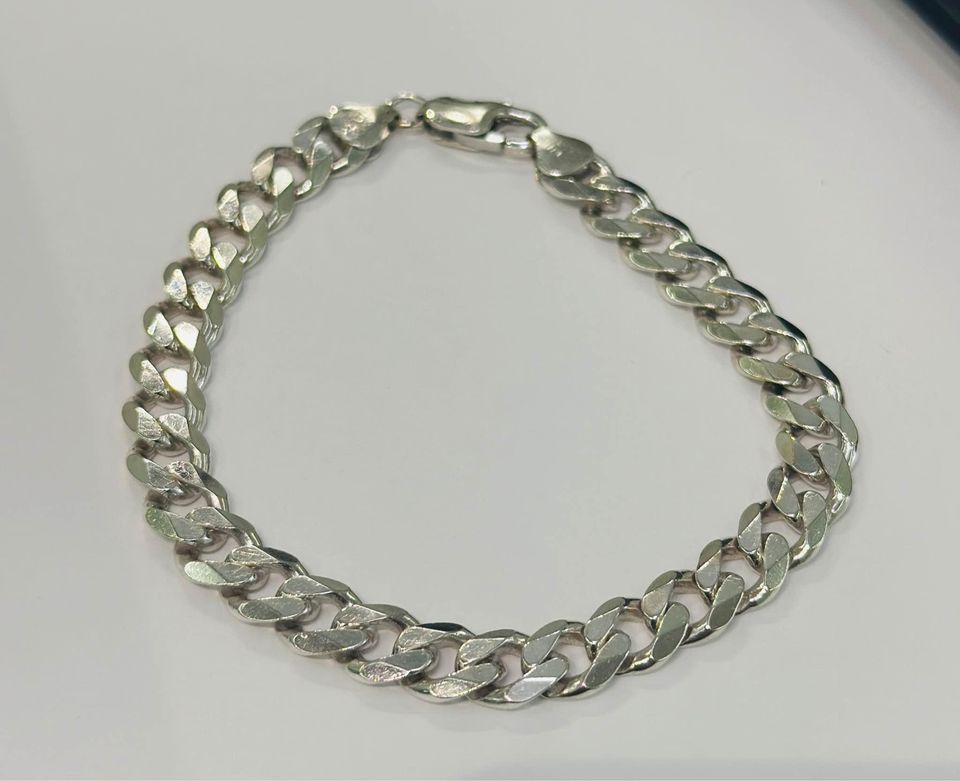 925 Sterling Silver Italian Solid Cuban Link Bracelet 8mm ,9”