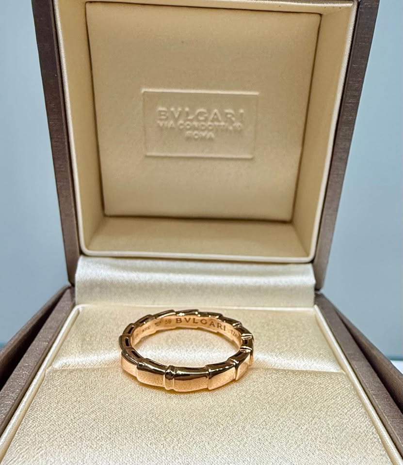 BVLGARI Serpenti Viper Band size 59 Ring, 18karat Rose Gold with inner outer boxes