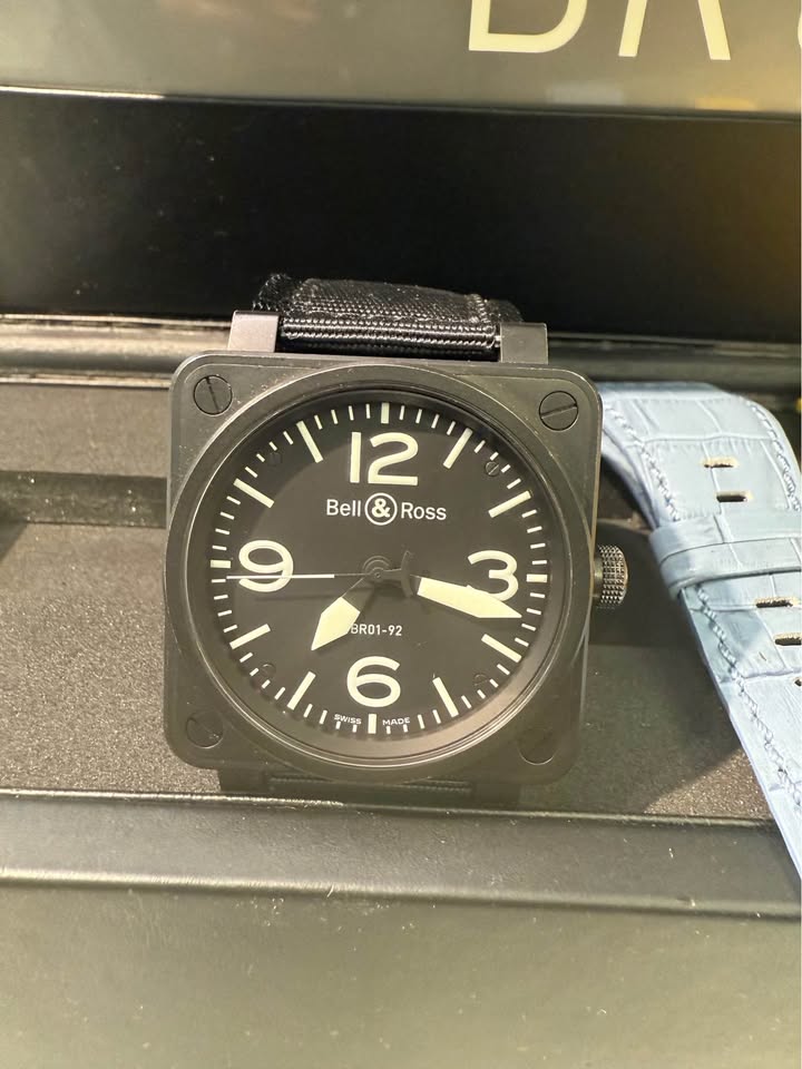 Bell & Ross Aviation Military Watch - Automatic Swiss Movement BR0192-BL-CA , 46mm Full Set