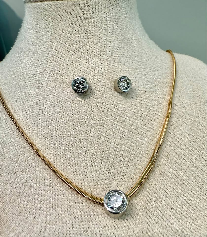 Brinkhaus Set Natural Diamonds 18k and Platinum Bezel Set