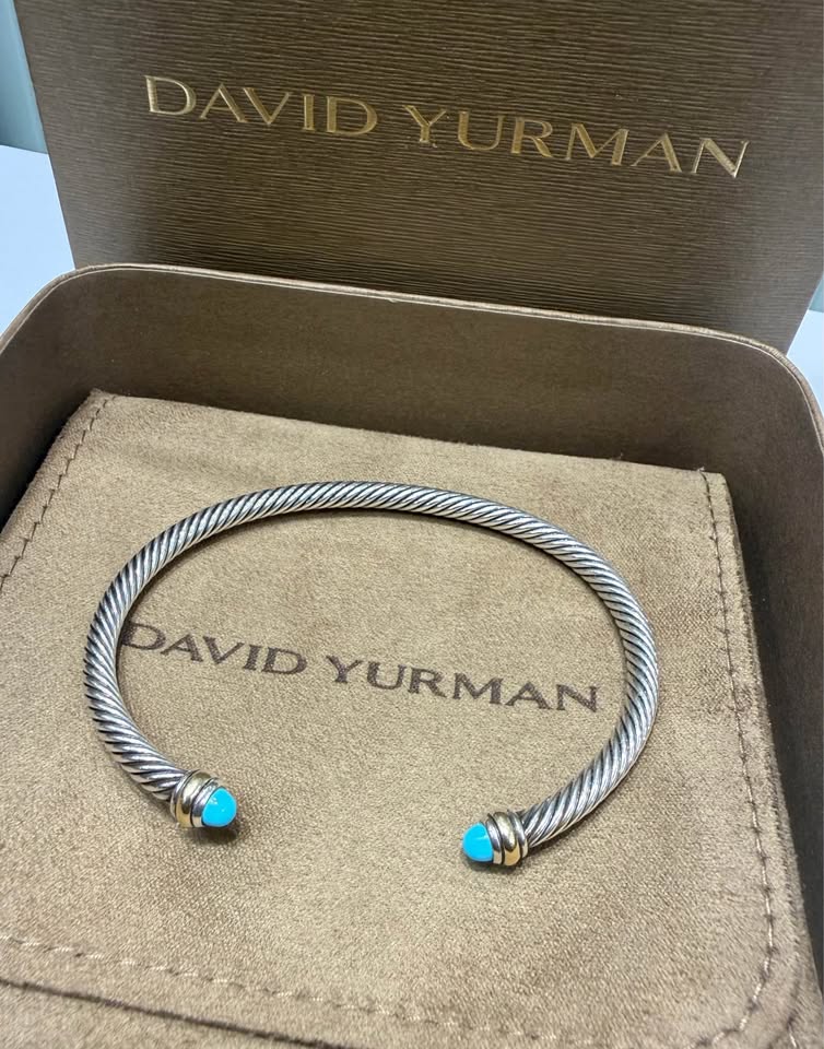 David Yurman Cable Classics Bracelet In Sterling Silver With Turquoise And 18k Yellow Gold