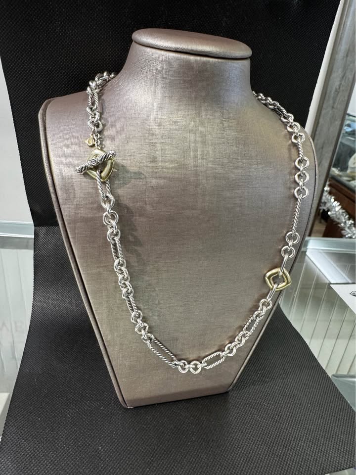 David Yurman Figaro Donut Extra Long Necklace 18K Gold & Sterling Silver 36"