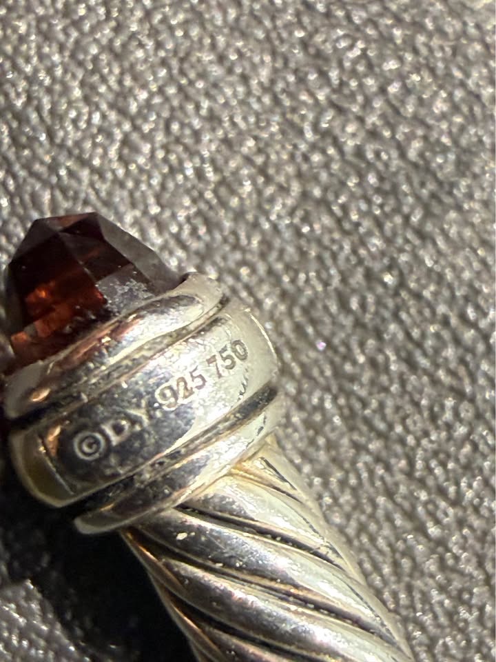 David Yurman Natural Garnet Cable Cuff Silver-18karat