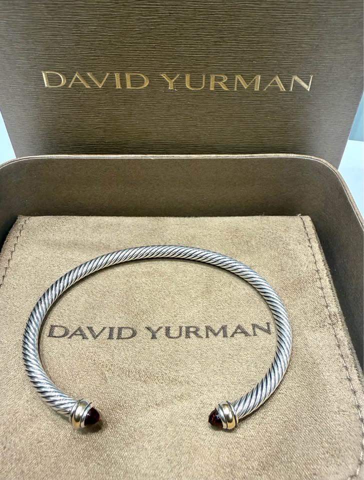 David Yurman Natural Garnet Cable Cuff Silver-18karat