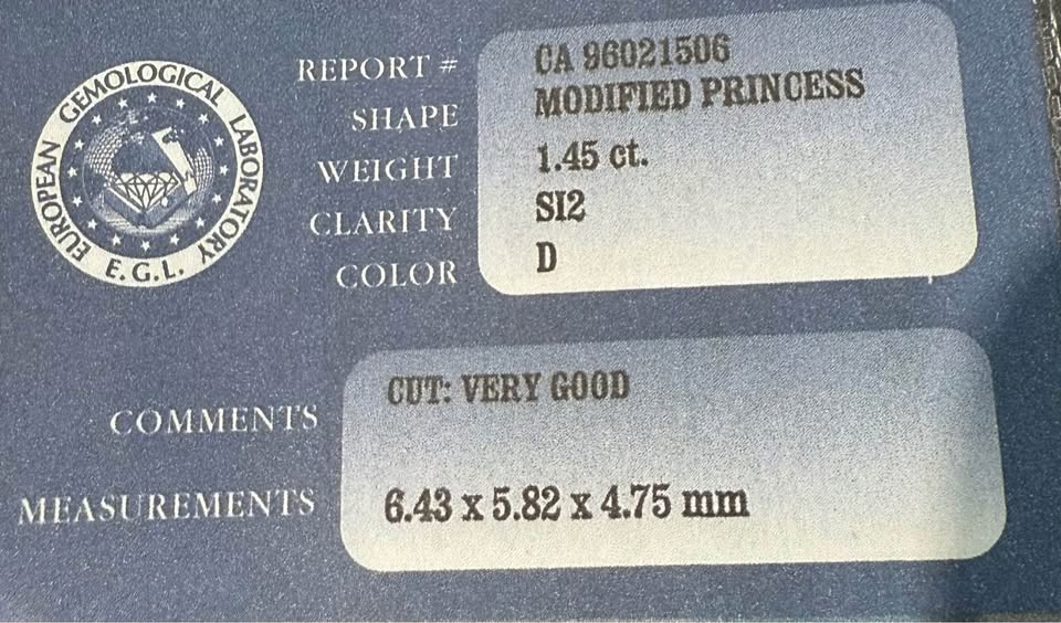 Beautiful Natural Certified Diamond Engagement Ring 1.45carat Princess Cut D Color , Halo Style
