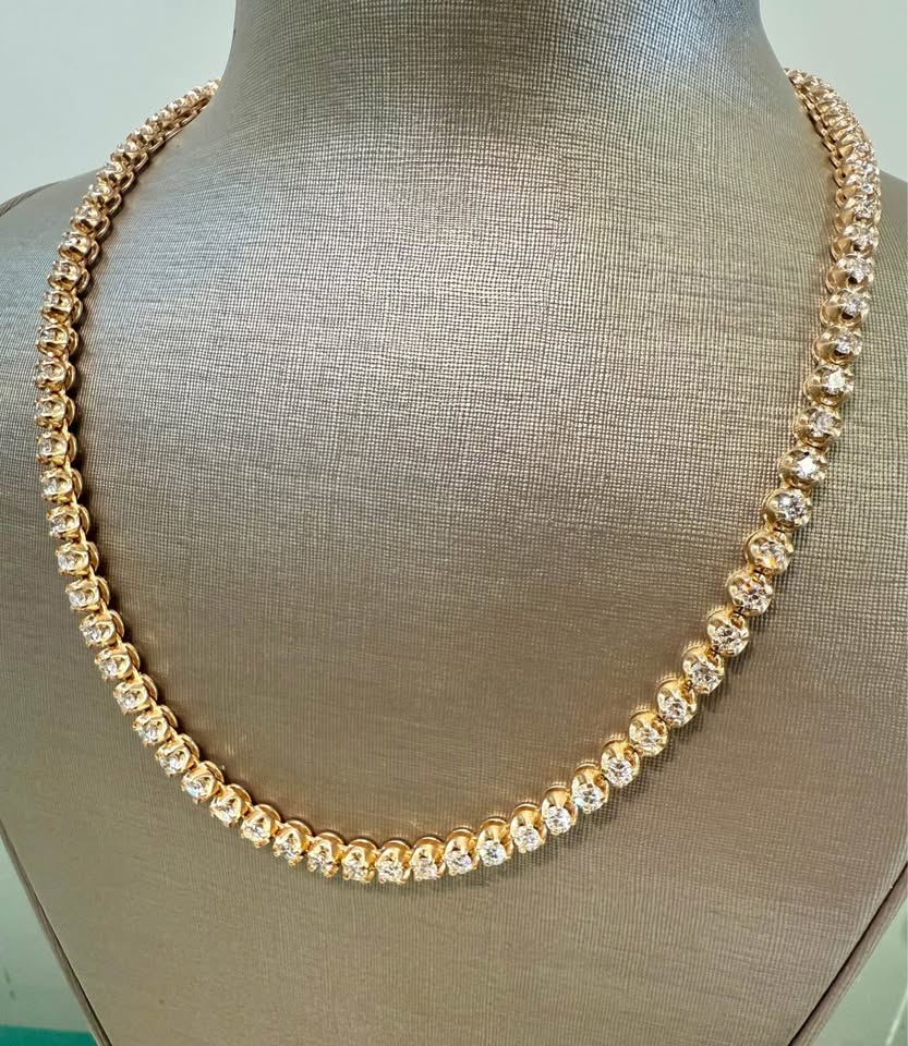 Save 50% Gorgeous Natural Diamonds Tennis Necklace\Bracelet Set In 14k