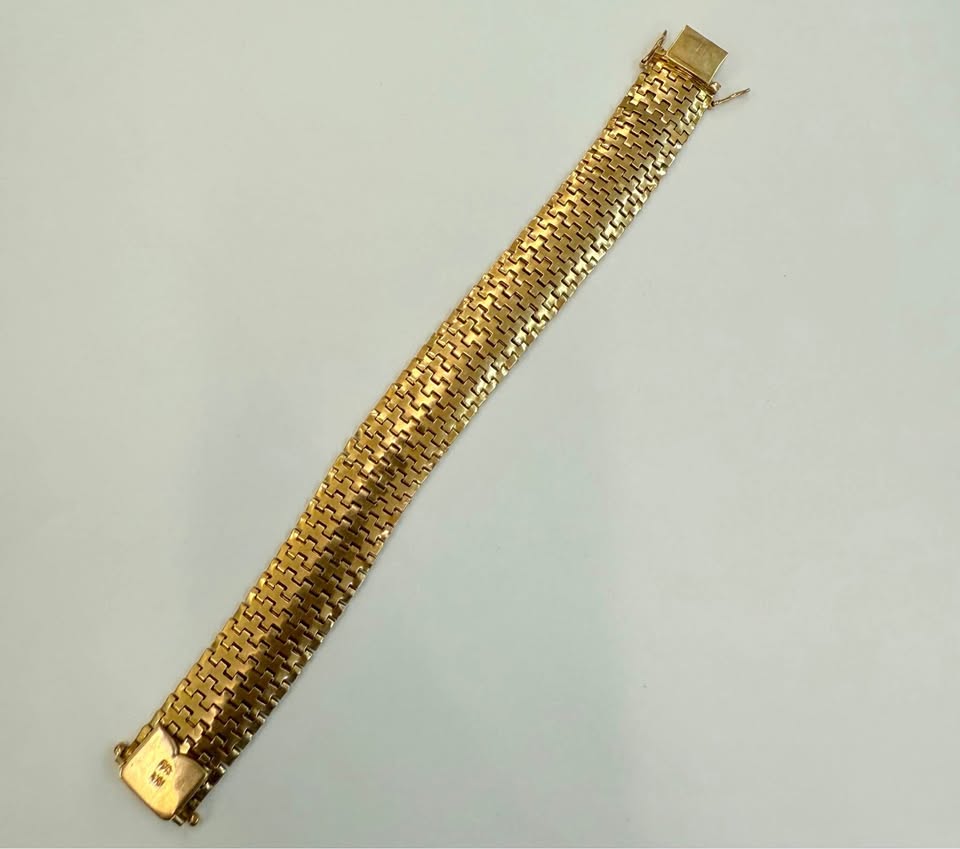 Handmade Rare 14k Extra Solid Bracelet 46 grams 18mm Wide 7.5” Long