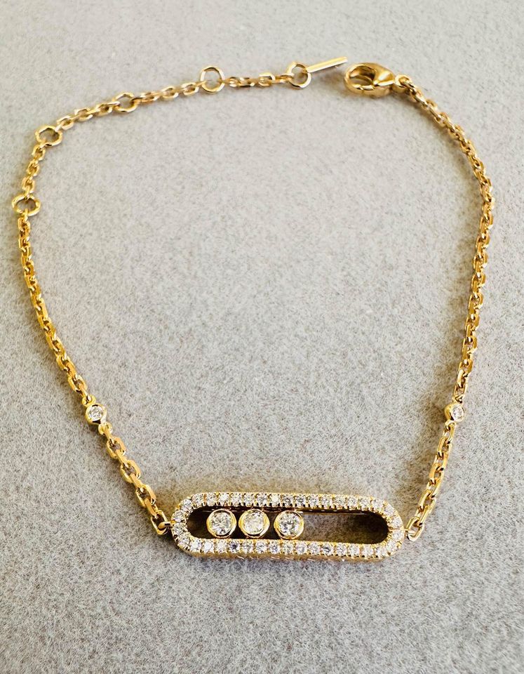 18karat Solid Gold and Diamonds Messika Inspired Jewellery “ Baby Move Pavè” Bracelet