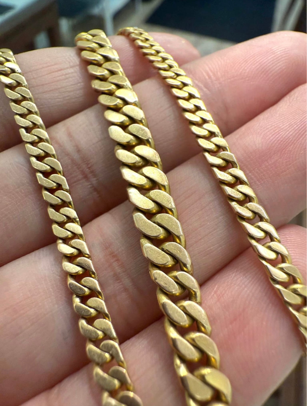 Miami Cuban 18karat Solid Gold Graduated chain 18” with Box clasp and safety latch
