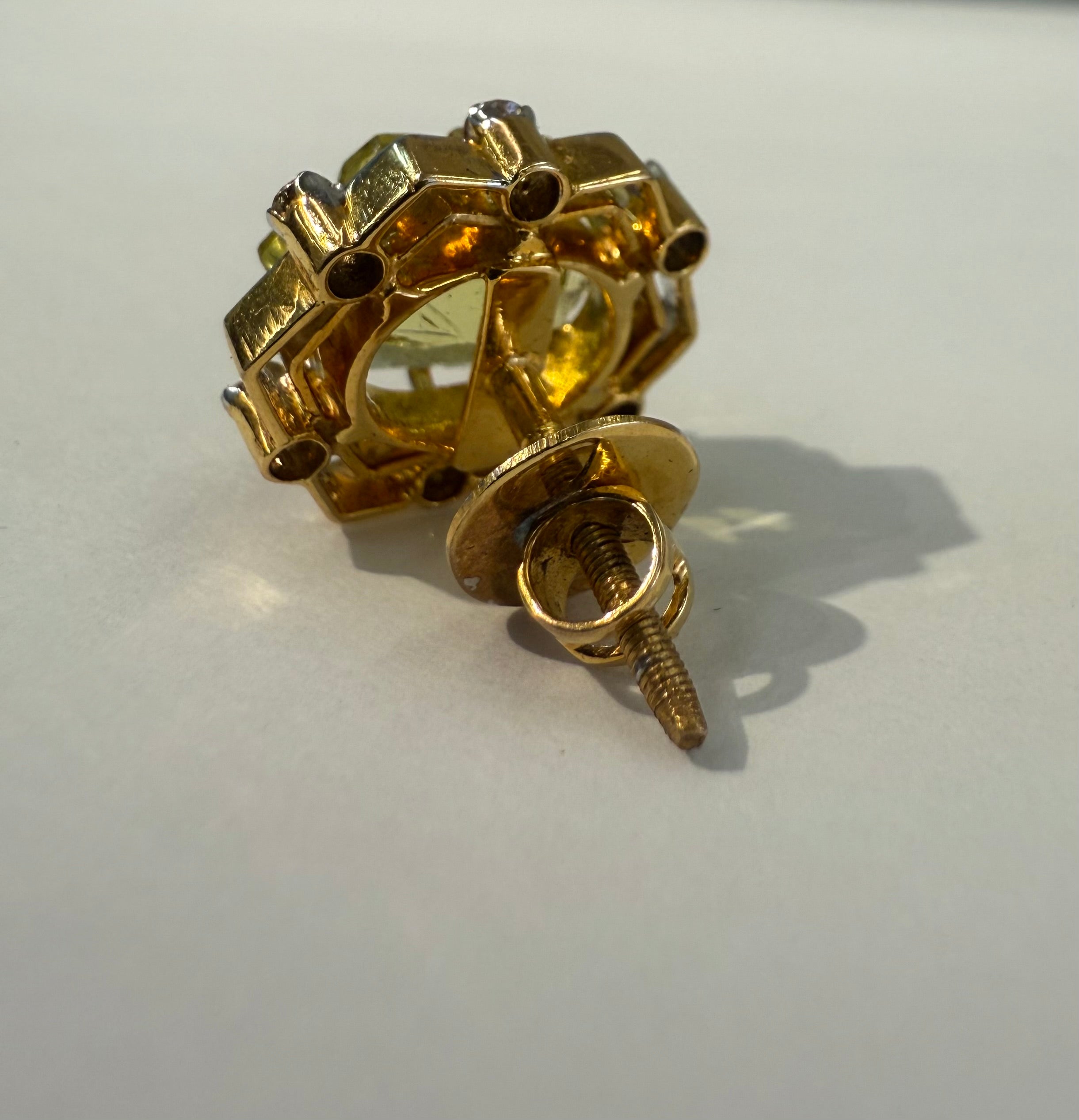 14k Gold Lemon Citrine and Diamonds , Matching set 15.00CTW