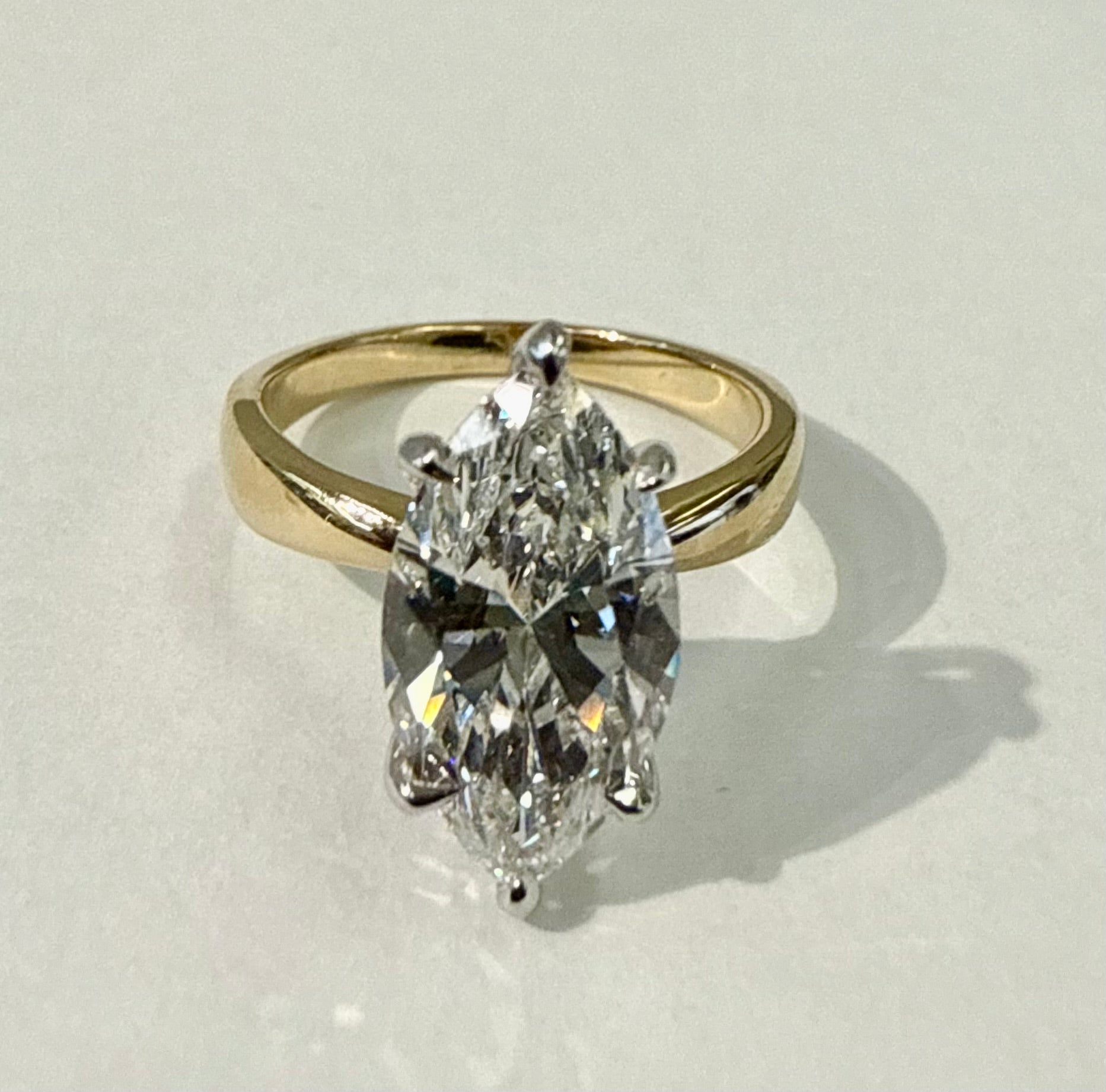 3.00 Carat Marquis Shape 14k Gold Solitaire