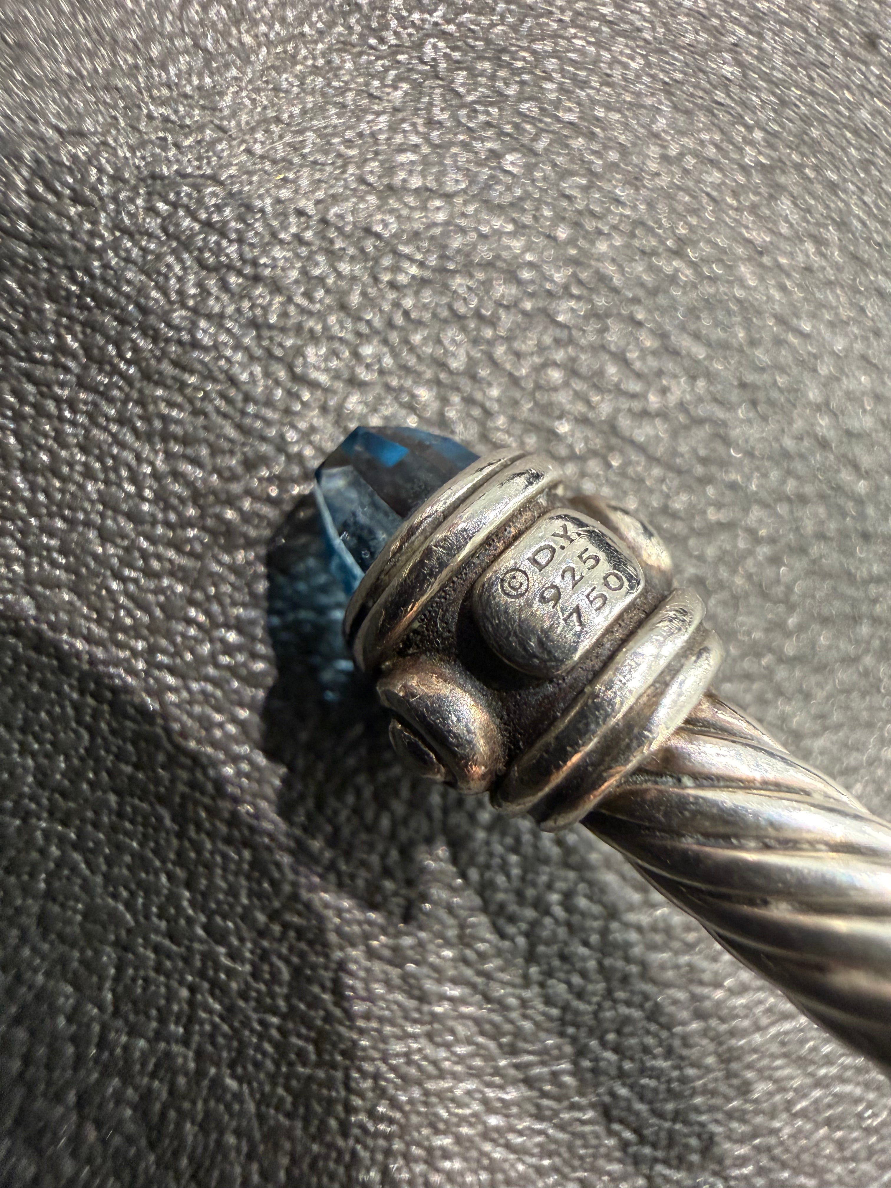David Yurman Renaissance Collection Blue Topaz 925/ 18k Gold Cuff