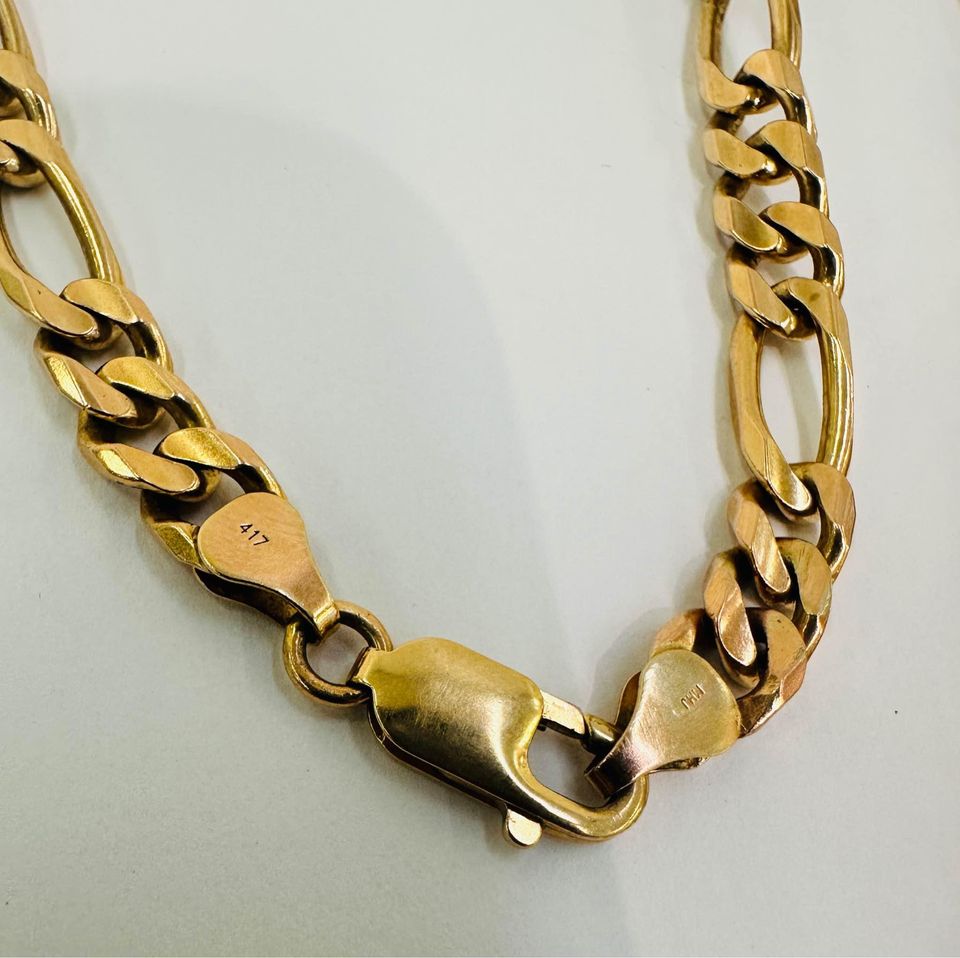 Italian gold 51 grams Figaro Chain 7mm Extra Solid Chain in 10k Gold 22”