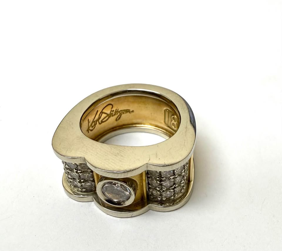Karl Stittgen 18k Custom Design , Past.Present.Future Natural Diamonds 2.00CTW Ring , 20 grams