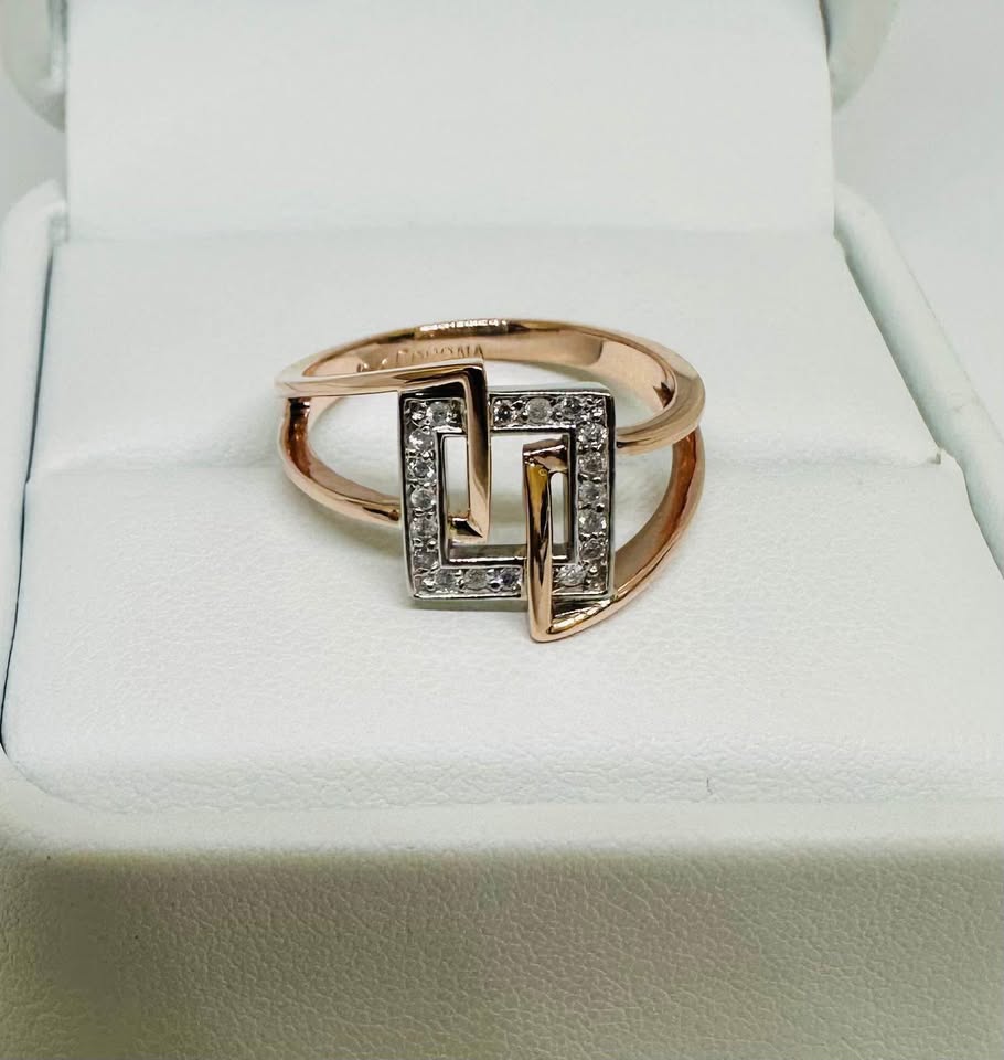 Made in Canada Geometric Diamond Open Shank Ring 10karat Rose Gold 0.14CTW Diamonds