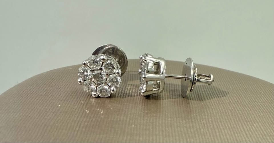 Natural Diamond Studs 1.00CTW G-SI2 , Screw on Backs