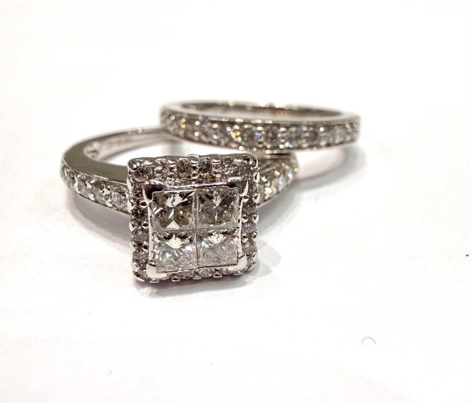 Natural Diamonds 1.50CTW Wedding set in 14k White Gold Save $2000 Below Market