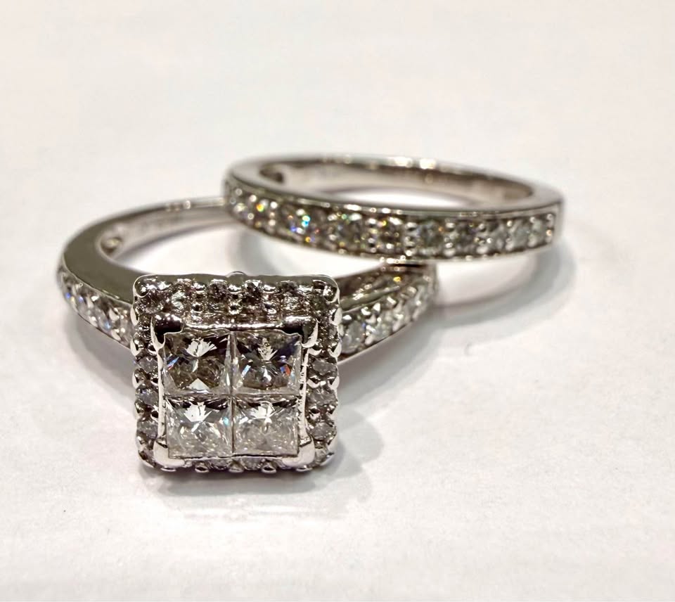 Natural Diamonds 1.50CTW Wedding set in 14k White Gold Save $2000 Below Market