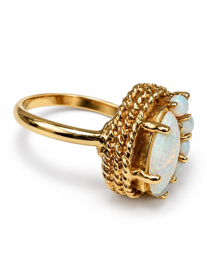 Natural Opal Ring in 10k Gold