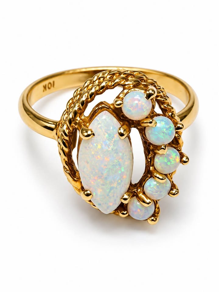 Natural Opal Ring in 10k Gold