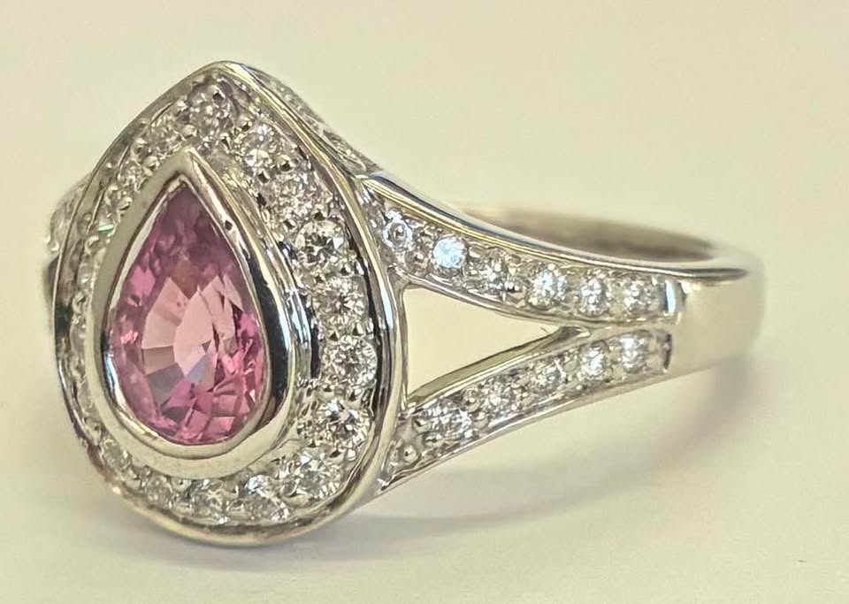 Natural Pink Sapphire & Diamonds 14k Ring